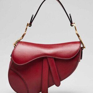 Christian Dior Red Smooth Leather Mini Saddle Bag